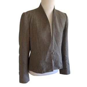 Haberdasher Peabody House brown striped wool mixed blazer open collar 9/…